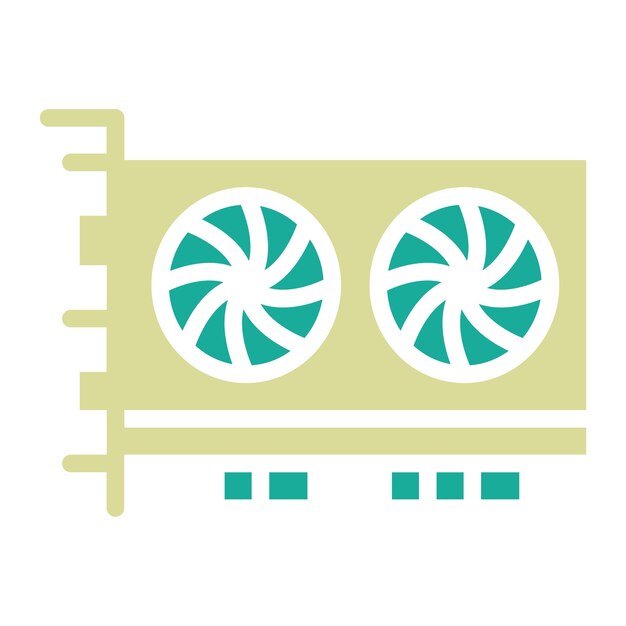 Ilustración del icono vectorial de la tarjeta gráfica del conjunto de iconos de computadora y hardware