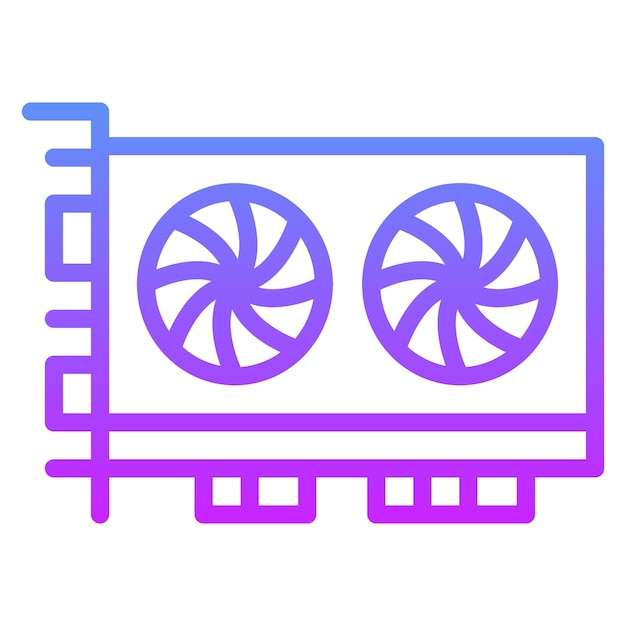 Ilustración del icono vectorial de la tarjeta gráfica del conjunto de iconos de computadora y hardware