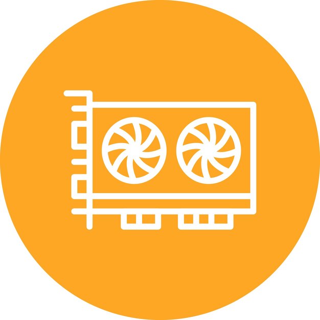 Ilustración del icono vectorial de la tarjeta gráfica del conjunto de iconos de computadora y hardware