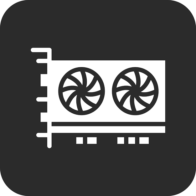 Ilustración del icono vectorial de la tarjeta gráfica del conjunto de iconos de computadora y hardware