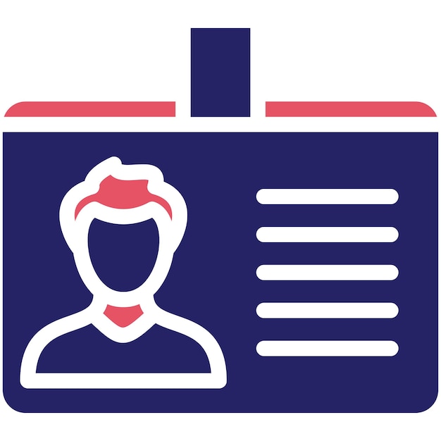Ilustración del icono vectorial de la tarjeta de identificación del conjunto de iconos de negocios y oficinas