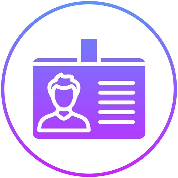 Ilustración del icono vectorial de la tarjeta de identificación del conjunto de iconos de negocios y oficinas