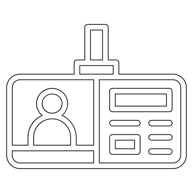 Ilustración del icono vectorial de la tarjeta de identificación del conjunto de iconos de papelería de la oficina