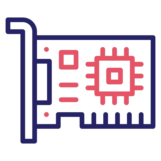 Ilustración del icono vectorial de la tarjeta de interfaz de red del conjunto de iconos de computadora y hardware
