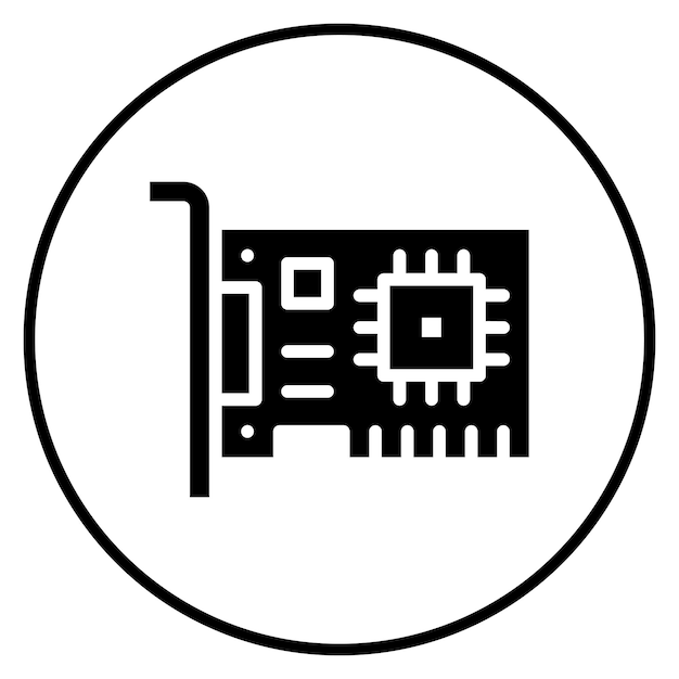 Ilustración del icono vectorial de la tarjeta de interfaz de red del conjunto de iconos de computadora y hardware