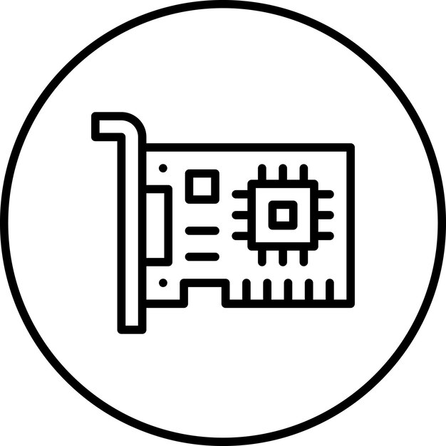 Ilustración del icono vectorial de la tarjeta de interfaz de red del conjunto de iconos de computadora y hardware