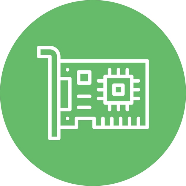 Ilustración del icono vectorial de la tarjeta de interfaz de red del conjunto de iconos de computadora y hardware