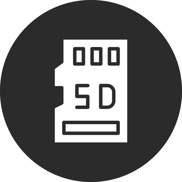 Ilustración del icono vectorial de la tarjeta SD del conjunto de iconos de computadora y hardware