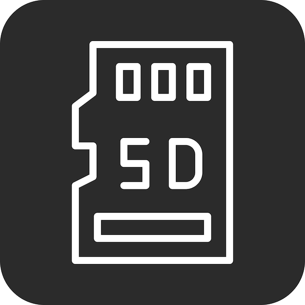 Ilustración del icono vectorial de la tarjeta SD del conjunto de iconos de computadora y hardware