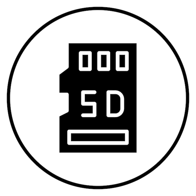 Ilustración del icono vectorial de la tarjeta SD del conjunto de iconos de computadora y hardware