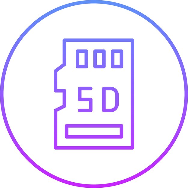 Ilustración del icono vectorial de la tarjeta SD del conjunto de iconos de computadora y hardware