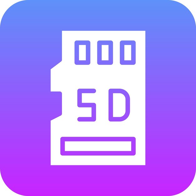 Ilustración del icono vectorial de la tarjeta SD del conjunto de iconos de computadora y hardware