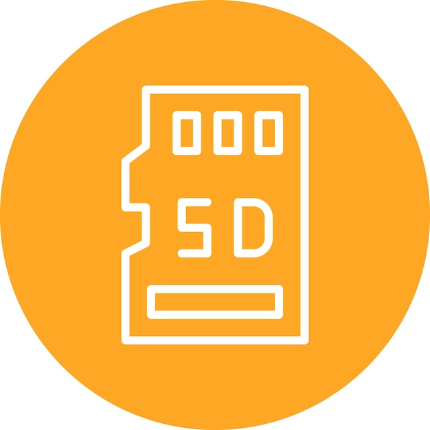 Ilustración del icono vectorial de la tarjeta SD del conjunto de iconos de computadora y hardware
