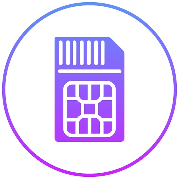 Ilustración del icono vectorial de la tarjeta SIM del conjunto de iconos de tecnología