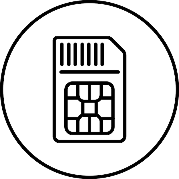 Ilustración del icono vectorial de la tarjeta SIM del conjunto de iconos de tecnología