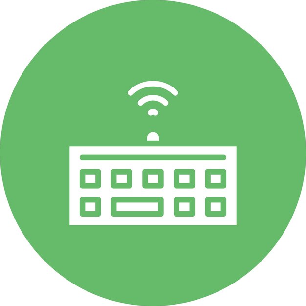 Ilustración del icono vectorial del teclado inalámbrico del conjunto de iconos de computadora y hardware