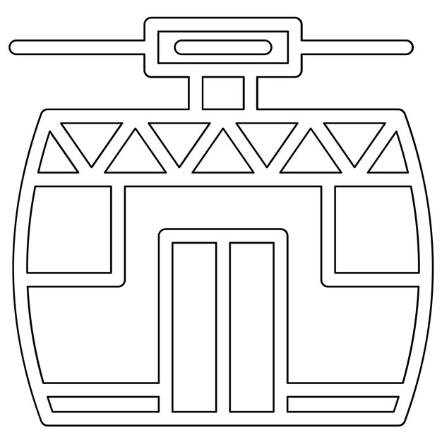 Ilustración del icono vectorial del teleférico del conjunto de iconos de transporte