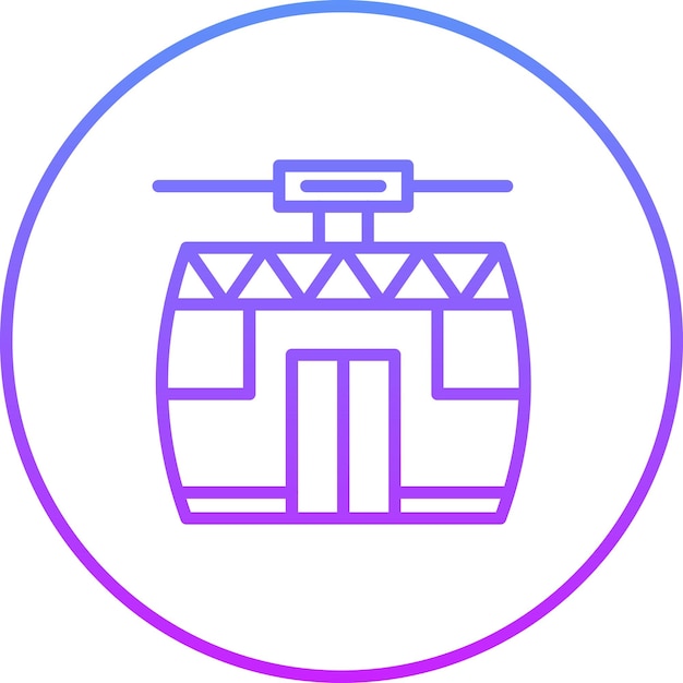 Ilustración del icono vectorial del teleférico del conjunto de iconos de transporte