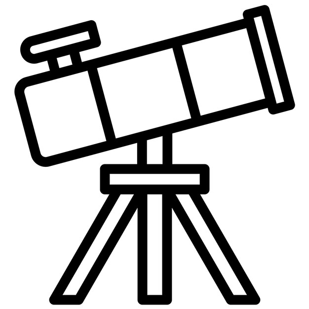 Ilustración del icono vectorial del telescopio del conjunto de iconos de física