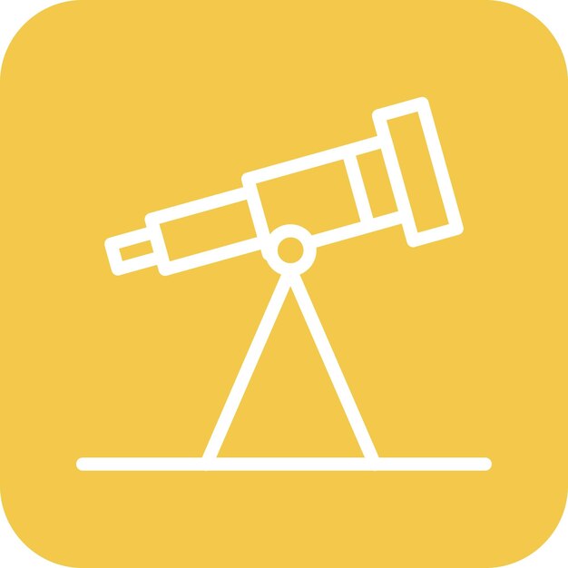 Ilustración del icono vectorial del telescopio del conjunto de iconos de Investigación y Ciencia
