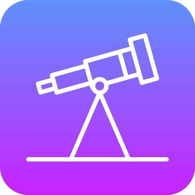 Ilustración del icono vectorial del telescopio del conjunto de iconos de Investigación y Ciencia