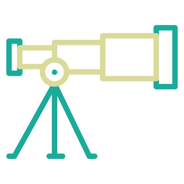 Ilustración del icono vectorial del telescopio del conjunto de iconos de tecnología espacial
