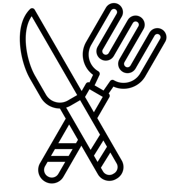 Ilustración del icono vectorial del tenedor y el cuchillo del conjunto de iconos de Street Food