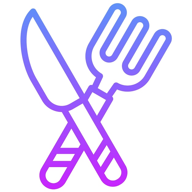 Ilustración del icono vectorial del tenedor y el cuchillo del conjunto de iconos de Street Food