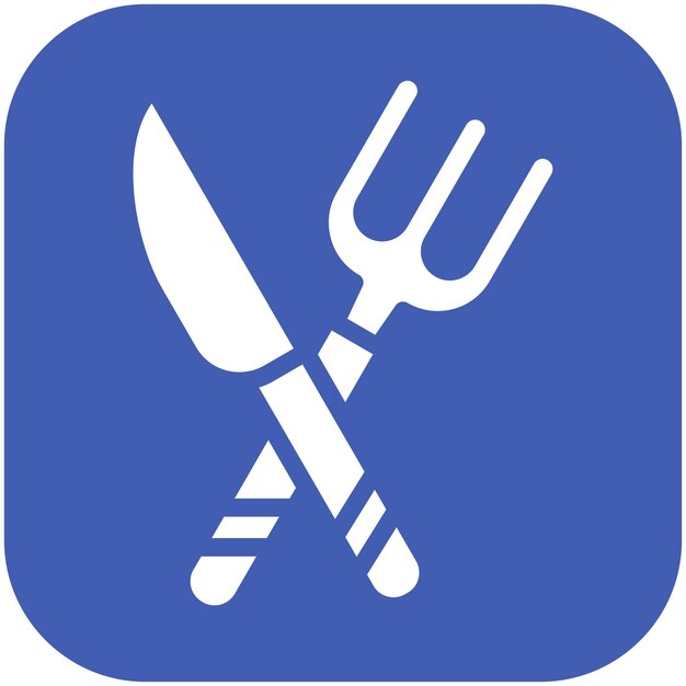 Ilustración del icono vectorial del tenedor y el cuchillo del conjunto de iconos de Street Food