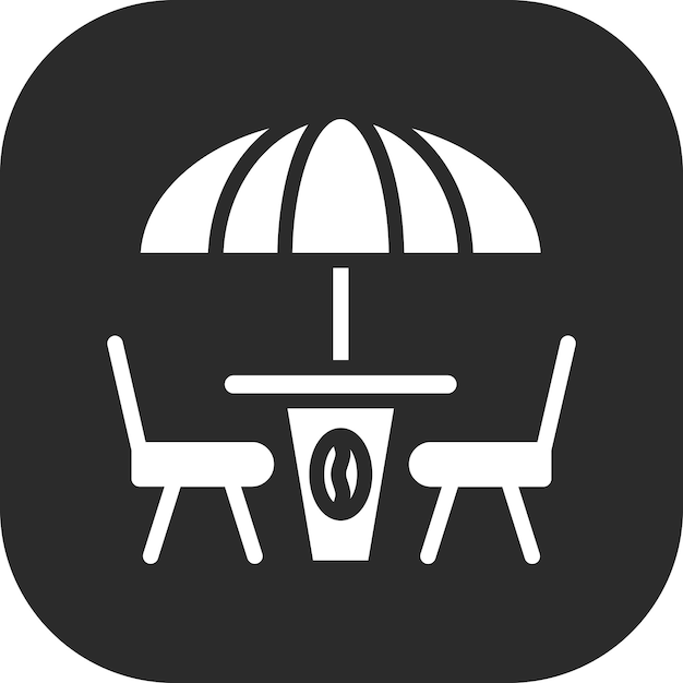 Ilustración del icono vectorial de la terraza del café del conjunto de iconos de la cafetería