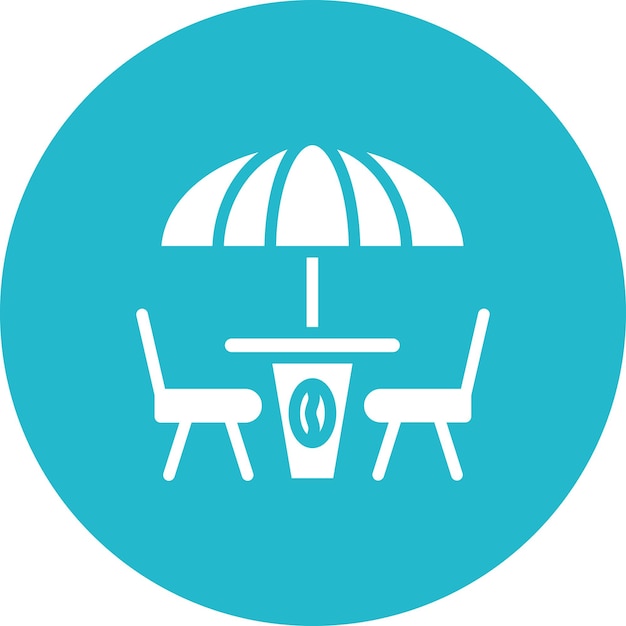 Ilustración del icono vectorial de la terraza del café del conjunto de iconos de la cafetería