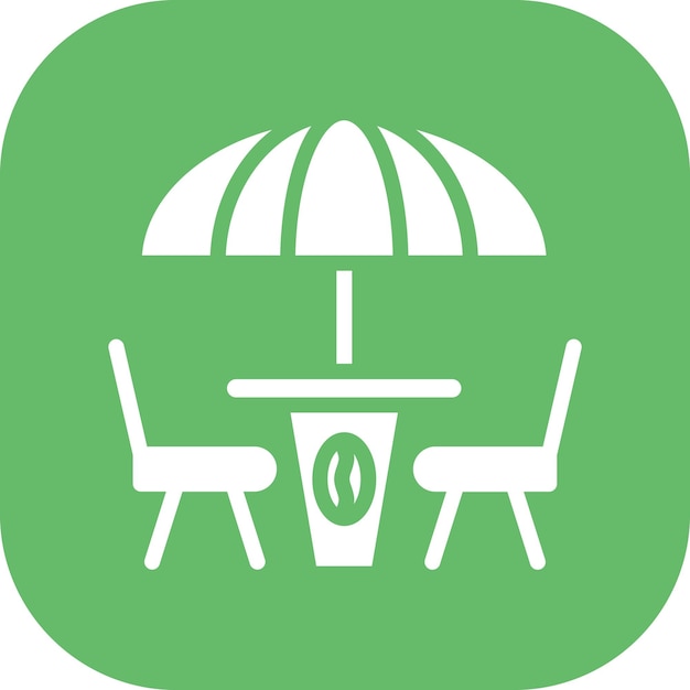 Ilustración del icono vectorial de la terraza del café del conjunto de iconos de la cafetería