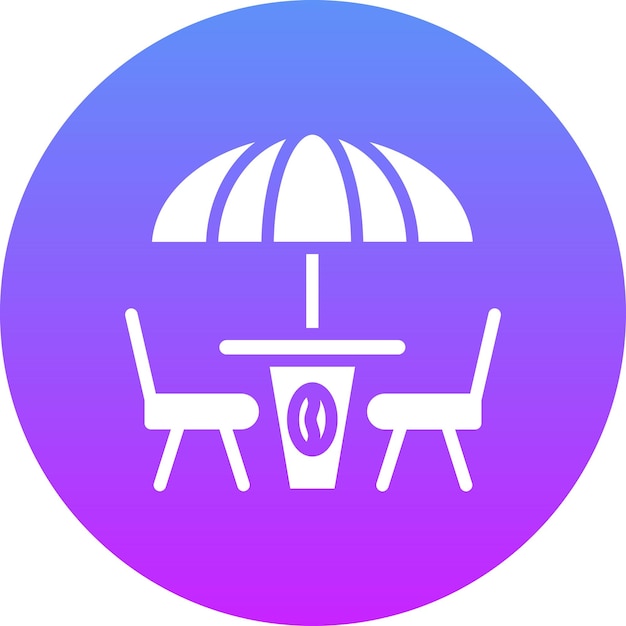 Ilustración del icono vectorial de la terraza del café del conjunto de iconos de la cafetería