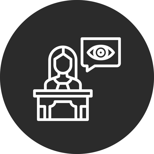 Ilustración de icono vectorial de testigo del conjunto de iconos de Crimen y Ley