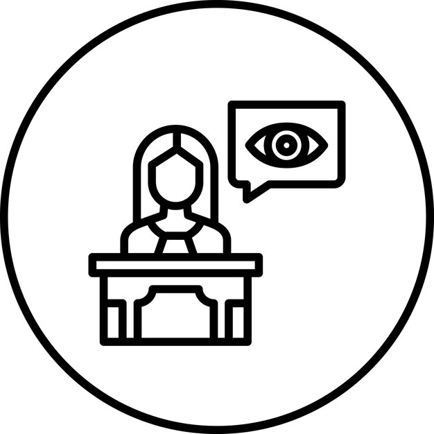 Ilustración de icono vectorial de testigo del conjunto de iconos de Crimen y Ley
