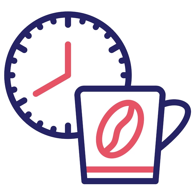 Ilustración del icono vectorial del tiempo del café del conjunto de iconos de Coffee Shop
