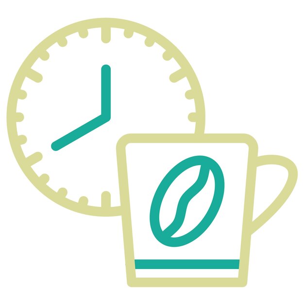 Ilustración del icono vectorial del tiempo del café del conjunto de iconos de Coffee Shop