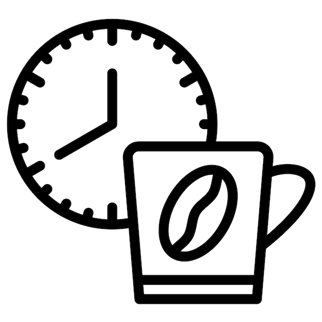 Ilustración del icono vectorial del tiempo del café del conjunto de iconos de Coffee Shop