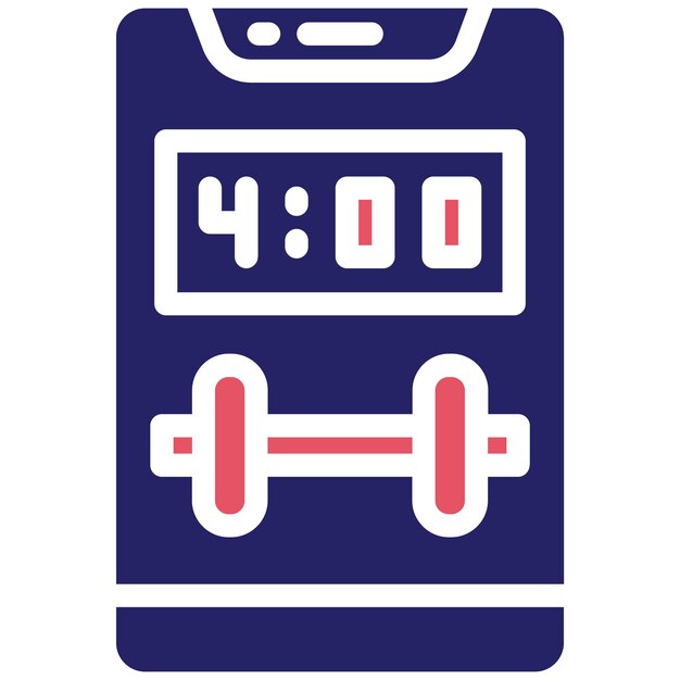 Ilustración del icono vectorial de tiempo del gimnasio del conjunto de iconos de la aplicación de entrenamiento