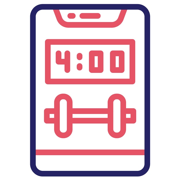 Ilustración del icono vectorial de tiempo del gimnasio del conjunto de iconos de la aplicación de entrenamiento