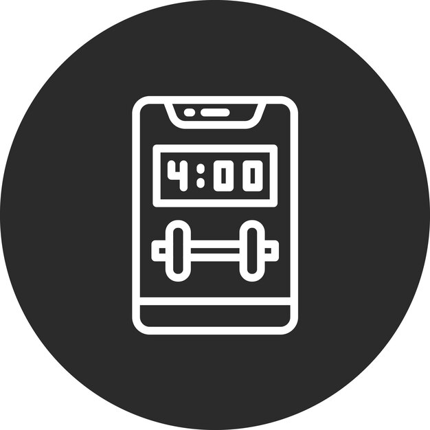 Ilustración del icono vectorial de tiempo del gimnasio del conjunto de iconos de la aplicación de entrenamiento
