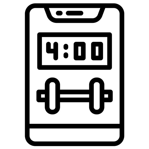 Ilustración del icono vectorial de tiempo del gimnasio del conjunto de iconos de la aplicación de entrenamiento