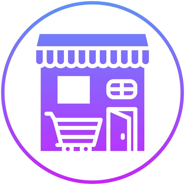 Ilustración del icono vectorial de la tienda del conjunto de iconos de compras y comercio electrónico