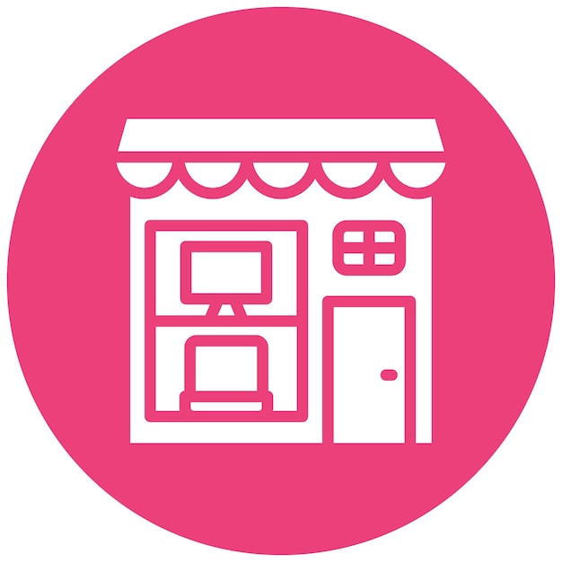 Ilustración del icono vectorial de la tienda de electrónica del conjunto de iconos de tiendas y tiendas
