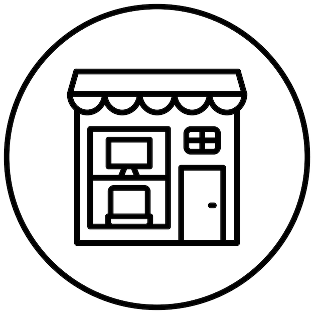 Ilustración del icono vectorial de la tienda de electrónica del conjunto de iconos de tiendas y tiendas