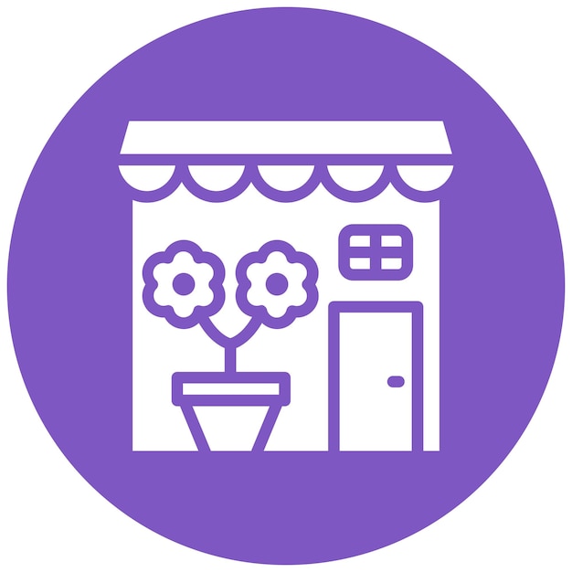 Vector ilustración del icono vectorial de la tienda de flores del conjunto de iconos de tiendas y tiendas