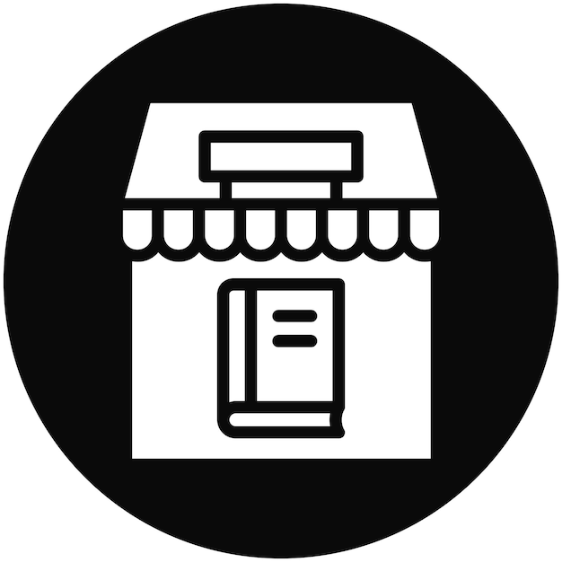 Ilustración del icono vectorial de la tienda de libros del conjunto de iconos de literatura