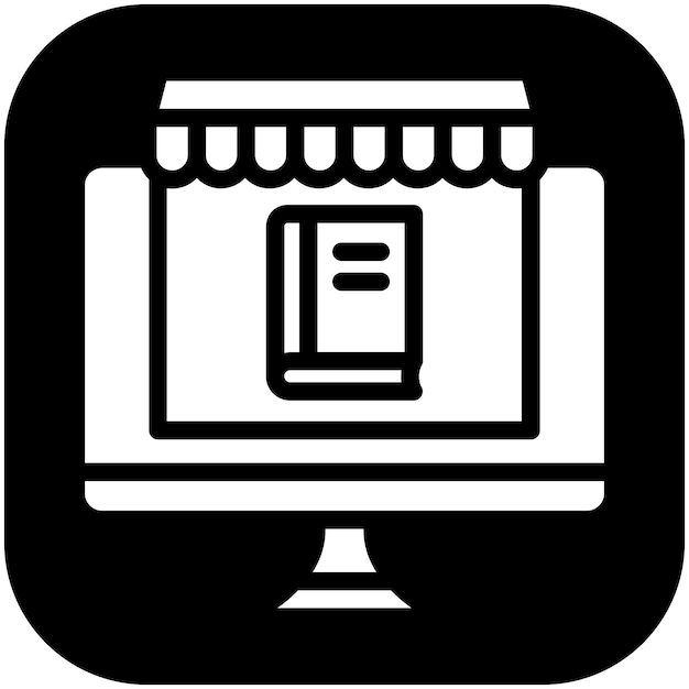 Ilustración del icono vectorial de la tienda de libros en línea del conjunto de iconos de literatura