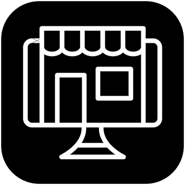 Ilustración del icono vectorial de la tienda en línea del conjunto de iconos de comercio electrónico de moda