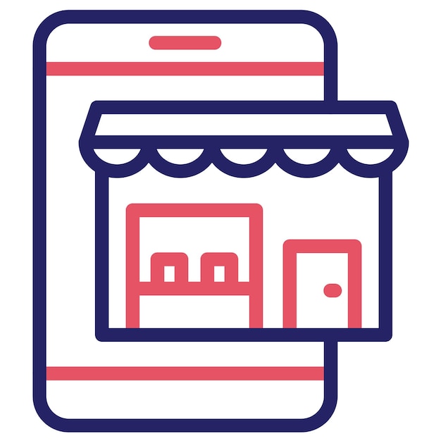 Ilustración del icono vectorial de la tienda en línea de las tiendas y el conjunto de iconos de las tiendas